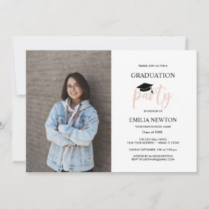Invitation Bleu blanc photo 2023 Parti de graduation