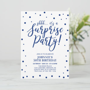 Invitation Bleu & Blanc   Surprise Fête d'anniversaire Adulte