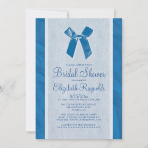 Invitation Bleu Blanc Vintage Bow Linge Fête des mariées Invi
