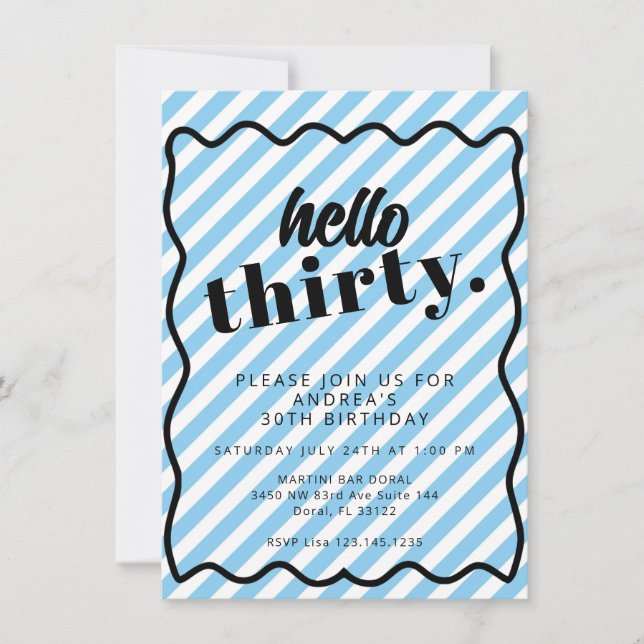 Invitation Bleu Blancs Trente 30e anniversaire (Devant)