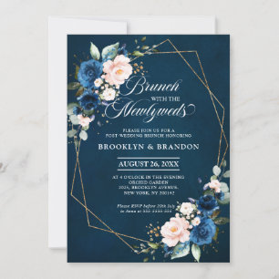 Invitation Bleu bleu bleu rose Brunch avec les nouveaux marié