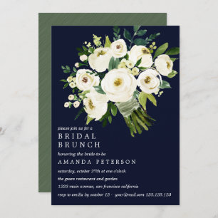 Invitation Bleu Bleu Bouquet Mariage Brunch nuptial