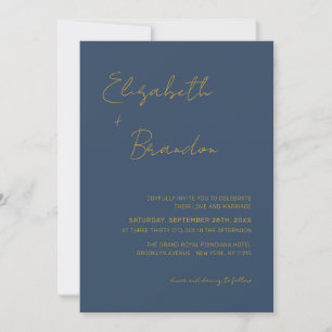 Invitation Bleu bleu marine Code QR RSVP Mariage photo