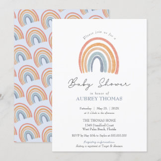 Invitation Bleu Boho Aquarelle arc-en-ciel Bébé garçon douche
