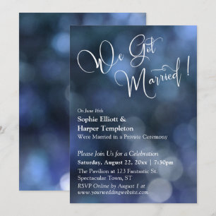 Invitation Bleu Bokeh Lumière & Typographie "Nous nous sommes