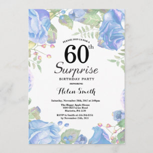 Invitation Bleu botanique Floral Surprise 60e anniversaire