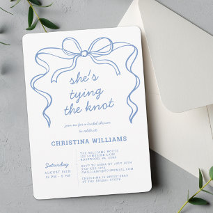 Invitation Bleu Bow Attache la Fête des mariées de noeud