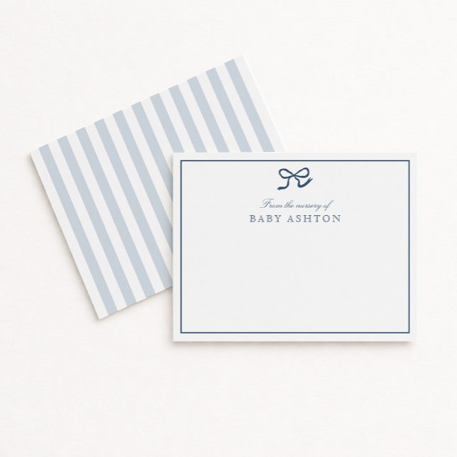 Invitation Bleu Bow & Stripes de la pépinière de, Merci (Créateur téléchargé)