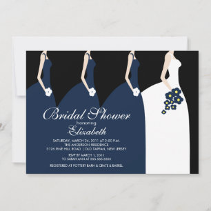 Invitation Bleu Bride Bridesmaitres Nuptiale Douche Invitatio