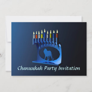 Invitation Bleu brillant Chanukkah Menorah