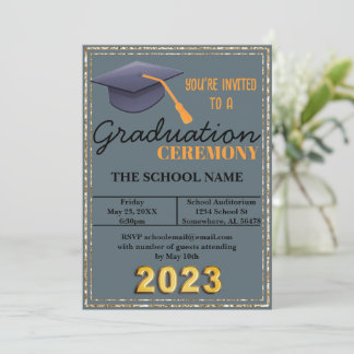 Invitation Bleu Cap de graduation