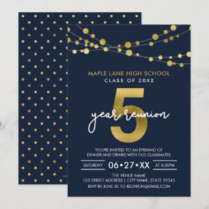 Invitation Bleu Chaînes de lumières 5 Année Classe Réunion