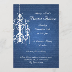 Invitation Bleu chandelier Fête de l'mariée élégant