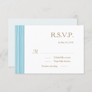 Invitation Bleu clair blanc subtil rayures mariage RSVP