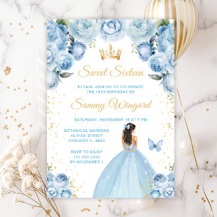 Invitation Bleu clair Brunette Cheveux Princesse Sweet sixtee
