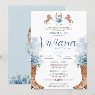 Invitation Bleu clair Charra Quinceanera