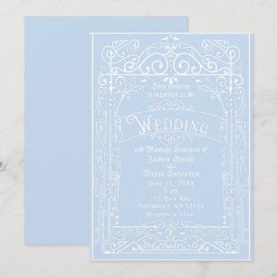 Invitation Bleu clair et blanc Vintage Victorian Déco Mariage
