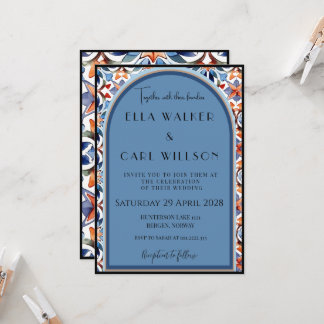 Invitation Bleu Clair Et Mariage Carrelage Chic