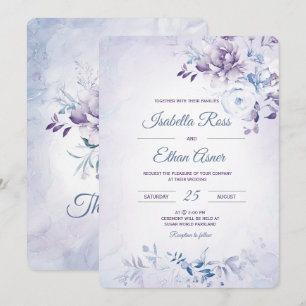 Invitation Bleu clair et Mariage lavande