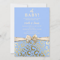 Bleu clair et or pailleté imprimé léopard Baby Sho