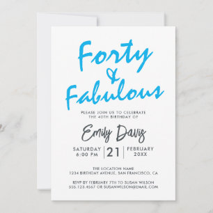 Invitation Bleu clair Quarty Fabrique   Fête du 40e anniversa