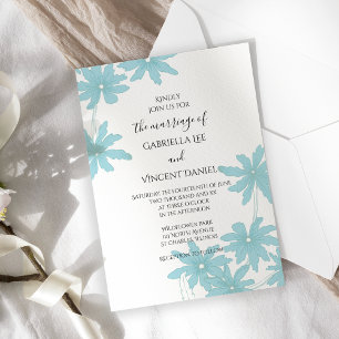 Invitation Bleu clair sur Mariage blanc