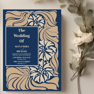 Invitation Bleu classique Art nouveau Mariage