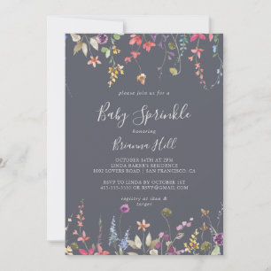 Invitation Bleu classique Fleur Flore Bébé Parsemer