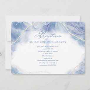 Invitation Bleu Contemporain Religieux 