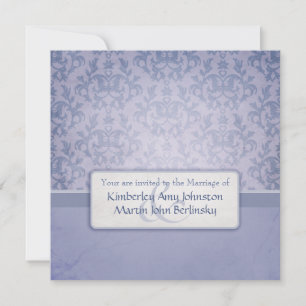 Invitation Bleu damask carré officiel mariage