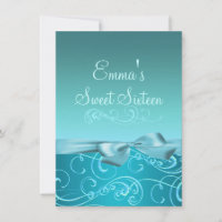 Invitation bleu d'anniversaire de remous et