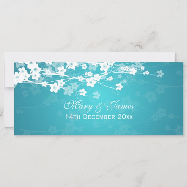 Invitation Bleu de cerisier de mariage élégant (Devant)