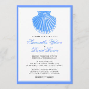 Invitation Bleu de coquille de coquillage Vintage de mariage