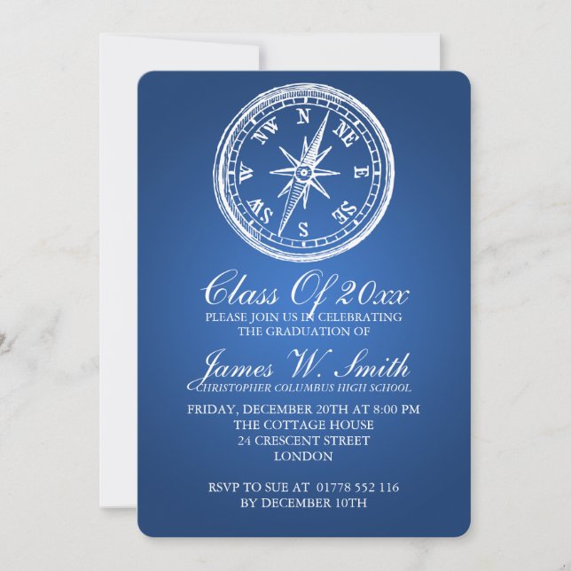 Invitation Bleu de la boussole Vintage (Devant)