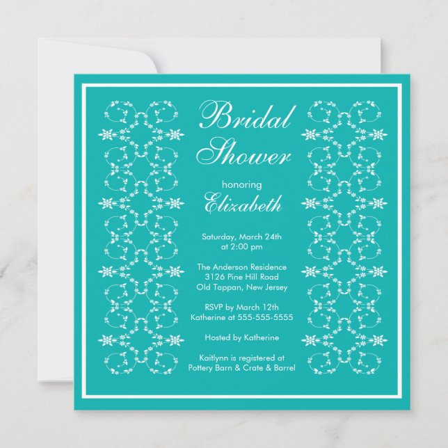 Invitation Bleu de la douche nuptiale à cadre de f (Devant)