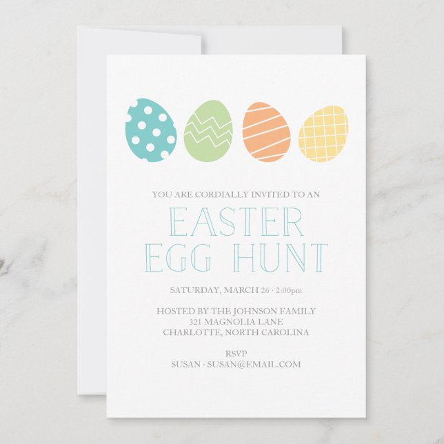 Invitation Bleu de la Fête de chasse aux oeufs de  (Devant)