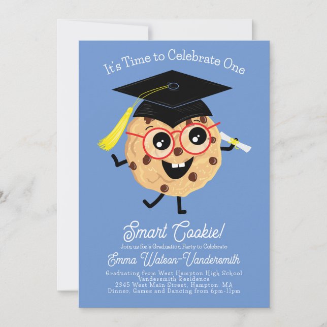 Invitation Bleu de la fête de graduation du meilleur biscuit  (Devant)