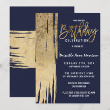 Bleu de la marine moderne Bleu Gold Simple Brushst