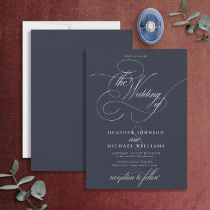 Invitation Bleu de marine classique Calligraphie moderne
