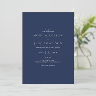 Invitation Bleu de marine classique Mariage Silver All In O