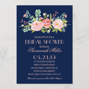 Invitation Bleu de minuit dans le jardin Rose Fête de l'mari