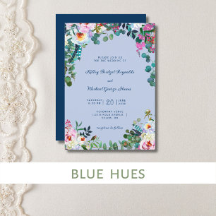 Invitation Bleu de Prusse & Pervenche Paradis Floral Bohème