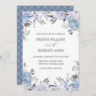 Invitation Bleu de rêve   Fancy rustique Flowers mariage