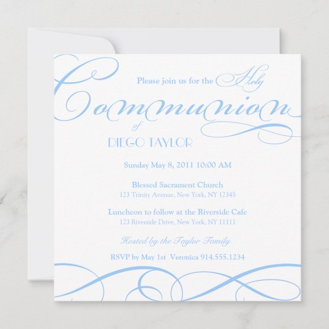 Invitation bleu de sainte communion (Devant)