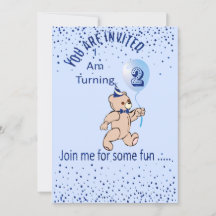 Invitation bleu deuxième anniversaire
