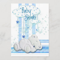 Bleu d'ours de nounours de baby shower de garçon