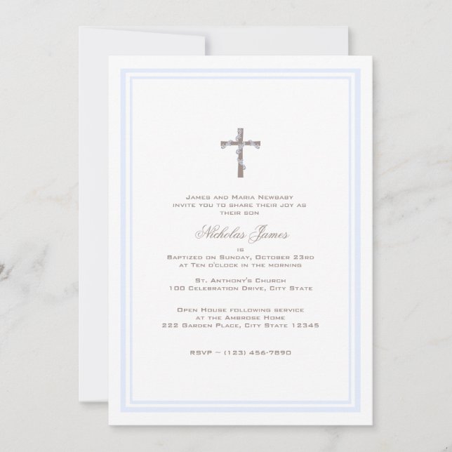 Invitation Bleu doux et Brown (Devant)