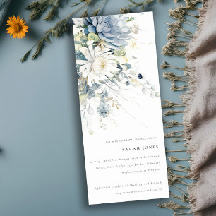 Invitation Bleu doux Fête des mariées florale Succulente