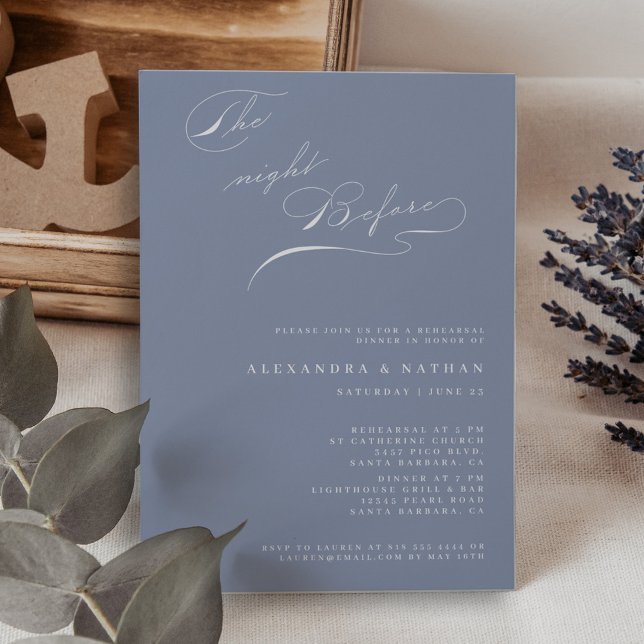 Invitation Bleu Doux La Nuit Avant Le Dîner De Répétition (Créateur téléchargé)