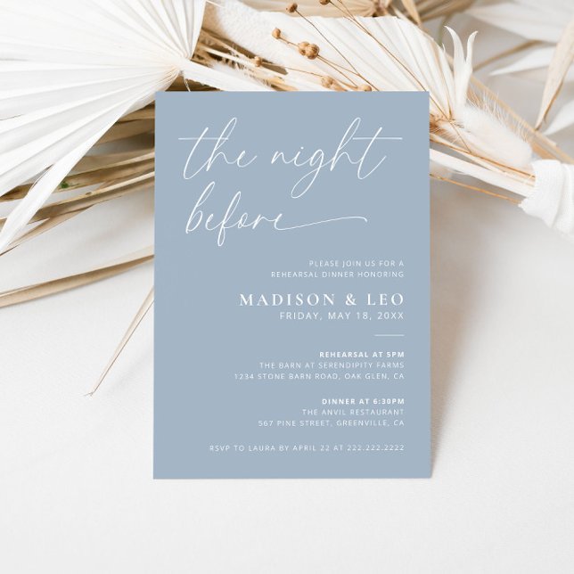 Invitation Bleu Doux La Nuit Avant Le Dîner De Répétition (Créateur téléchargé)